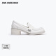 ANN ANDELMAN【任多榮同款】樂(lè )福鞋女粗跟厚底增高小皮鞋休閑單鞋 白色 （建議拍大一碼） 38