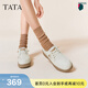 他她（TATA）QQ軟糖英倫單鞋女真皮厚底牛津鞋小皮鞋豆豆鞋新7A421CM4 7A421CM4米白（踩跟款） 37
