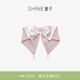 萱子（SHINE）海棠系列花朵印花蝴蝶結緞面橫夾垂感后腦勺頭飾輕奢生日禮物 粉色+米白 1個(gè)