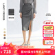 朗姿法式夏季高腰顯瘦黑色半身裙氣質(zhì)長(cháng)款直筒包臀裙新款半裙子女 深灰色2 S
