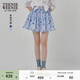 Teenie Weenie小熊女裝半身裙夏季細褶花朵小清新蓬蓬短裙子 淺藍色 L
