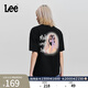Lee商場(chǎng)同款寬松Oversize數碼印花女短袖T恤休閑潮流LWT0076743RT 黑色 S