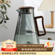 金鑲玉玻璃涼水壺 高硼硅玻璃茶壺耐冷耐熱胡桃木把手大容量冷水壺2L 墨色觀(guān)山?jīng)鏊畨? title=