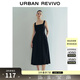 UR夏季新款女時(shí)尚休閑氣質(zhì)百搭方領(lǐng)吊帶連衣裙UWM750054 正黑 M