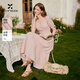 香影（xiangying）香影泡泡袖收腰連衣裙女2026夏季新款含醋酸粉色法式浪漫a字裙子