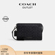 蔻馳（COACH）【專(zhuān)享直降】奧萊男士男包經(jīng)典標志老花拉鏈長(cháng)款手拿包錢(qián)包 QB/炭黑色/黑色