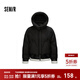 森馬（Semir）羽絨服女設計感拼接假兩件寬松時(shí)尚2024冬季連帽外套潮酷 黑色(灰鴨絨)90001 XS