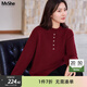 MsShe【100%美利奴羊毛】大碼女裝2025冬裝胖mm半高領(lǐng)打底羊毛衫 安可拉紅色現貨 4XL