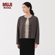 MUJI女式 毛圈 開(kāi)衫 女外套長(cháng)袖25年冬季上衣 女裝圓領(lǐng)BB2SRA5A 炭灰色 L （165/88A）