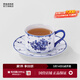 景德鎮陶瓷釉中青花咖啡杯碟套裝高溫瓷中式精致辦公喝水馬克杯生日禮物 青花綬帶鳥(niǎo)故宮咖啡杯碟