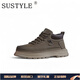 SUSTYLE國際一線(xiàn)奢侈品牌馬丁靴厚底百搭男士休閑鞋復古英倫高幫皮面男鞋 卡其色 運動(dòng)鞋碼 38