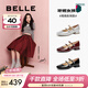 百麗（Belle）周雨彤關(guān)曉彤同款氣質(zhì)牛皮瑪麗珍女商場(chǎng)款雙條帶單鞋3QA17AQ5預售 銀色 38 (240mm)