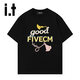 FIVE CMT恤短袖男女2026重磅小眾趣味新潮衣服圓領(lǐng)純棉情侶裝 黑色 L 建議120-140斤