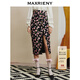 MAXRIENY【商場(chǎng)同款】玫瑰印花開(kāi)叉半裙復古優(yōu)雅裙子女 粉花 L 03