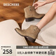 斯凱奇（Skechers）馬丁靴女鞋2026秋冬季高跟休閑靴百搭粗跟中筒靴114257