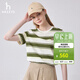 哈吉斯（HAZZYS）女裝 夏款女士寬松條紋圓領(lǐng)T恤衫女ASTSE0BBE58 卡其色KK M (160/84A 38)