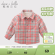 戴維貝拉（DAVE＆BELLA）加絨格子女童襯衣兒童襯衫男童長(cháng)袖上衣秋冬打底衫寶寶冬季中大童 橘灰格子 90 cm(3Y(建議身高80-90cm))