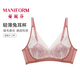 曼妮芬「小夜曲」女士兔耳杯睫毛蕾絲優(yōu)雅大胸顯小文胸性感顯瘦法式內衣 干枯玫瑰 M (165) 適合75D/80ABC