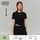 Teenie Weenie小熊女裝圓領(lǐng)T恤夏季潮酷辣妹露肩抽繩短袖 黑色 S