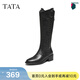 他她（TATA）長(cháng)靴騎士靴黑色西部靴長(cháng)筒靴子美拉德時(shí)裝靴 黑色 39