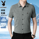 花花公子2026高檔男士襯衫冰絲亞麻短袖T恤中年休閑商務(wù)免燙速干無(wú)痕襯衣 墨綠【專(zhuān)柜真品】 2XL 180[建議150-165斤】