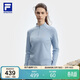 FILA 斐樂(lè )官方女子針織長(cháng)袖上衣秋健身運動(dòng)半拉鏈簡(jiǎn)約長(cháng)T