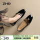 ZHR單鞋女溫柔風(fēng)粗跟瑪麗珍鞋女甜美一字扣淺口女鞋 BL220 黑色 38