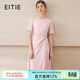 愛(ài)特愛(ài)（EITIE）氣質(zhì)通勤不對稱(chēng)壓褶收腰A字裙顯瘦夏季新款簡(jiǎn)約連衣裙B2507678 花蜜粉63 XL (170)
