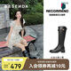 森達小金豆騎士靴女王楚然同款冬厚底粗跟過(guò)膝長(cháng)筒靴 黑色單里 38