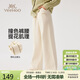 英氏（YEEHOO）女童褲子兒童長(cháng)褲中大童裝衛褲寬松闊腿褲休閑運動(dòng)春 米白色 150