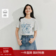 茵曼（INMAN）法式純棉印花圓領(lǐng)T恤2026夏季女裝新款休閑百搭寬松短袖上衣 花灰色 S