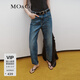 MO&Co.牛仔褲中低腰棉質(zhì)拆洗漸變腳口設計感九分小直筒褲摩安珂 牛仔藍色 S 26
