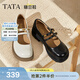 他她（TATA）女鞋糖豆鞋秋淺口單鞋瑪麗珍鞋厚底休閑鞋CJ201CQ5 黑色 38