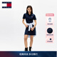 TOMMY JEANS【微彈顯瘦】春夏女裝珠地棉氣質(zhì)休閑運動(dòng)網(wǎng)球裙POLO連衣裙 藏青色C1G S