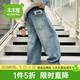 木木屋男童牛仔褲春秋裝2025新款兒童褲子痞帥中大童休閑褲男孩直筒長(cháng)褲 藍色 120 尺碼5~6歲【110-120cm】
