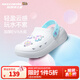 Skechers斯凱奇兒童夏季一腳蹬洞洞鞋女童時(shí)尚沙灘鞋疏水透氣涼鞋308104L 白色/多彩色/WMLT 37
