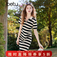 百圖betu女裝夏季新款連衣裙花邊拼接設計間色條紋 裙子女2503D02 黑白條 M