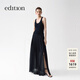 edition【精英衣櫥系列】2025夏新款針織背心拼接百褶長(cháng)裙連衣裙 深寶藍色 L