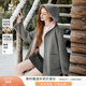 香影【純羊毛】連帽毛呢大衣女中長(cháng)款2025冬季新款呢子雙面穿外套 淺灰 M 160/84A/95-110斤