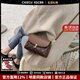 Chiecu Kscbn輕奢包包女款單肩包斜挎包女士通勤復古小方包跨年圣誕節生日禮物 咖啡色【送老婆送女友送媽媽】 精美禮盒裝