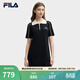 FILA斐樂(lè )官方女子編織連衣裙夏季新款時(shí)尚休閑修身POLO裙子 傳奇藍-NV M 165/84A/M