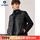 Navigare意大利小帆船真皮皮衣男秋冬休閑簡(jiǎn)約翻領(lǐng)山羊皮外套休閑防風(fēng)大衣 暗夜黑 XL 碼