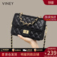 viney包包女包牛皮斜挎包輕奢鏈條包品牌生日禮物送女友老婆 【黑色】實(shí)用高檔手提小方包 時(shí)尚ck風(fēng)小眾單肩腋下包