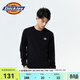 Dickies圓領(lǐng)長(cháng)袖T恤男士經(jīng)典三色logo秋季寬松純色休閑舒適美式上衣 黑色 XL