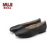 MUJI女式 不易疲勞 皮革  深口平底鞋（女士）EJA08A4S 黑色 23.5 （235mm/37碼）