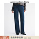 Abercrombie & Fitch復古雞尾酒圖案高腰寬松直筒牛仔褲長(cháng)褲26春新款女裝155-6574 靛藍色 25 R (160/64A)標準版
