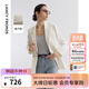 朗姿白色西服外套休閑2025年夏季新款氣質(zhì)高級感西裝女正裝職業(yè)裝 米白色 M