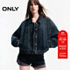 ONLY2025秋季新款時(shí)尚復古做舊朋克風(fēng)翻領(lǐng)牛仔短外套女|125154011 E12 野馬棕色 L