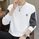 羅鳴老人【高檔輕奢】2026新款時(shí)尚帥氣寬松百搭男士長(cháng)袖精美印花氣質(zhì)衛衣 白色 M （建議90-115斤）