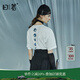 日著(zhù)原創(chuàng  )設計女裝2024夏季新款簡(jiǎn)約短袖上衣殘月植絨印花T恤 晨早白 S